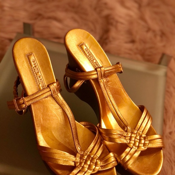 Ralph Lauren Collections Gold Strappy Sandal - Picture 5 of 8